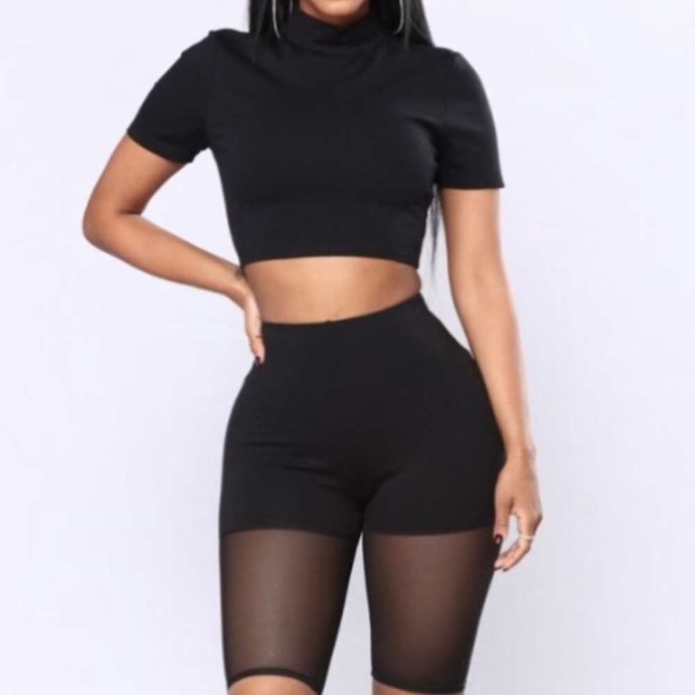 Masie Mesh biker/ crop set xs